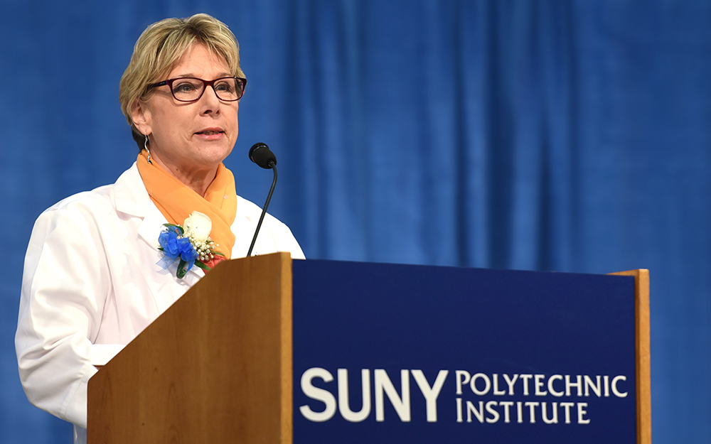 Dr. Kathleen Rourke at SUNY Poly podium