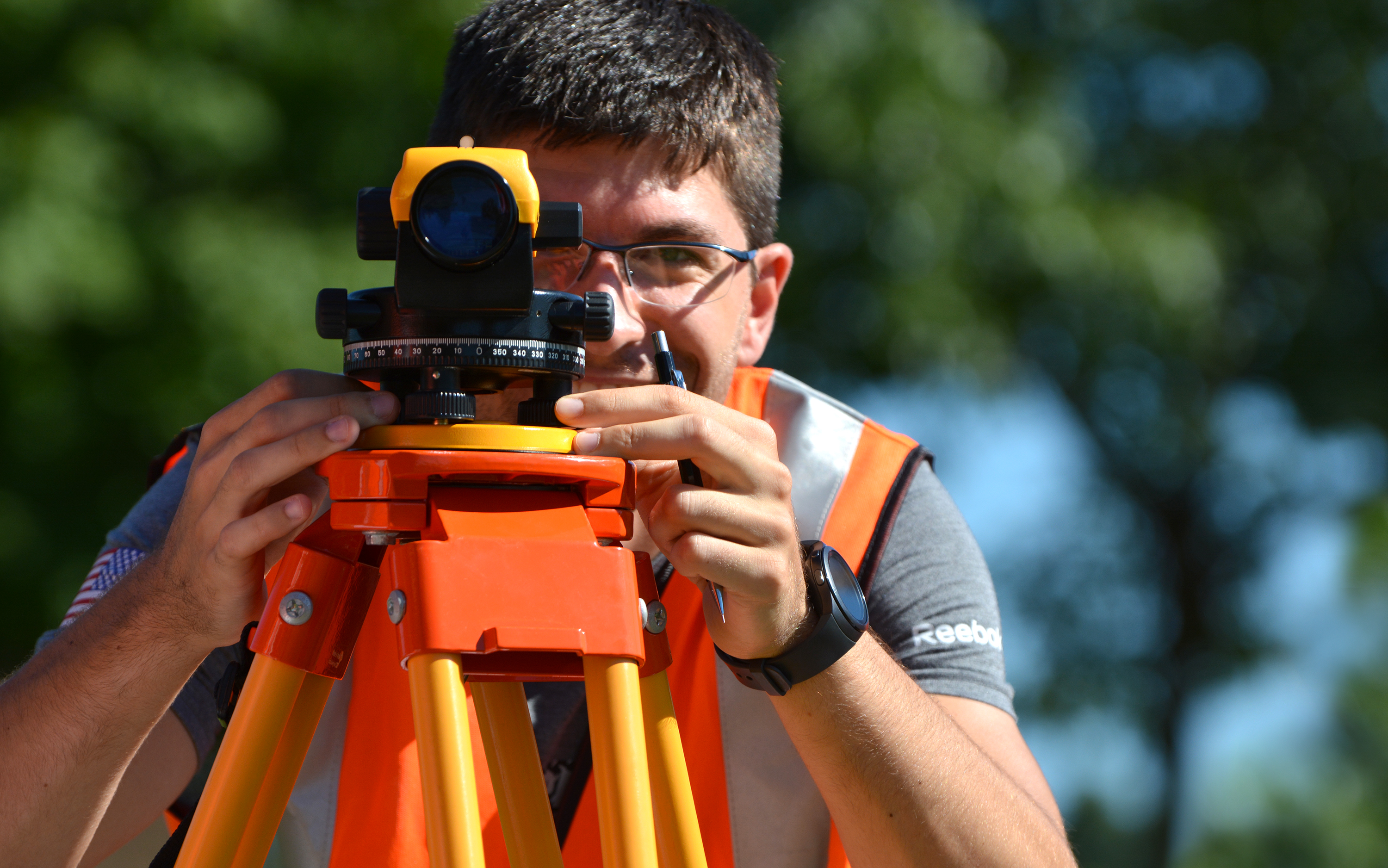 Civil Engineering student works on his surveying skills