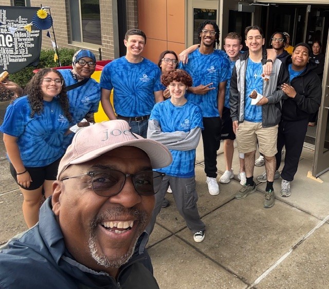 Doc Montgomery with Orientation Student Move-In Crew Aug 2025