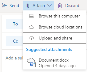 screenshot of email attachment options in Outlook