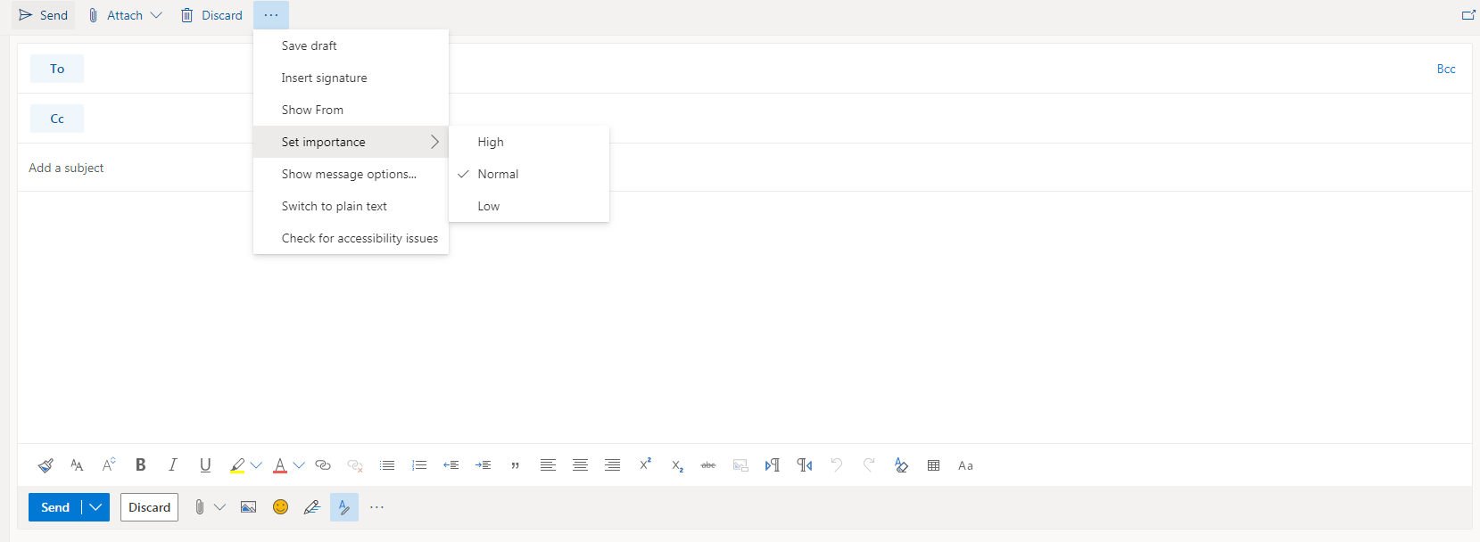 screenshot of email compose screen in Outlook