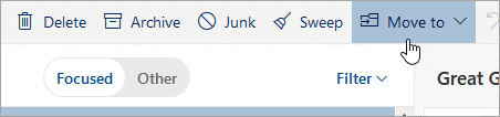 screenshot of the move to button in Outlook