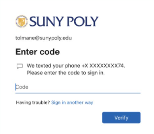 screenshot of the multi-factor authentication field in the Outlook mobile app