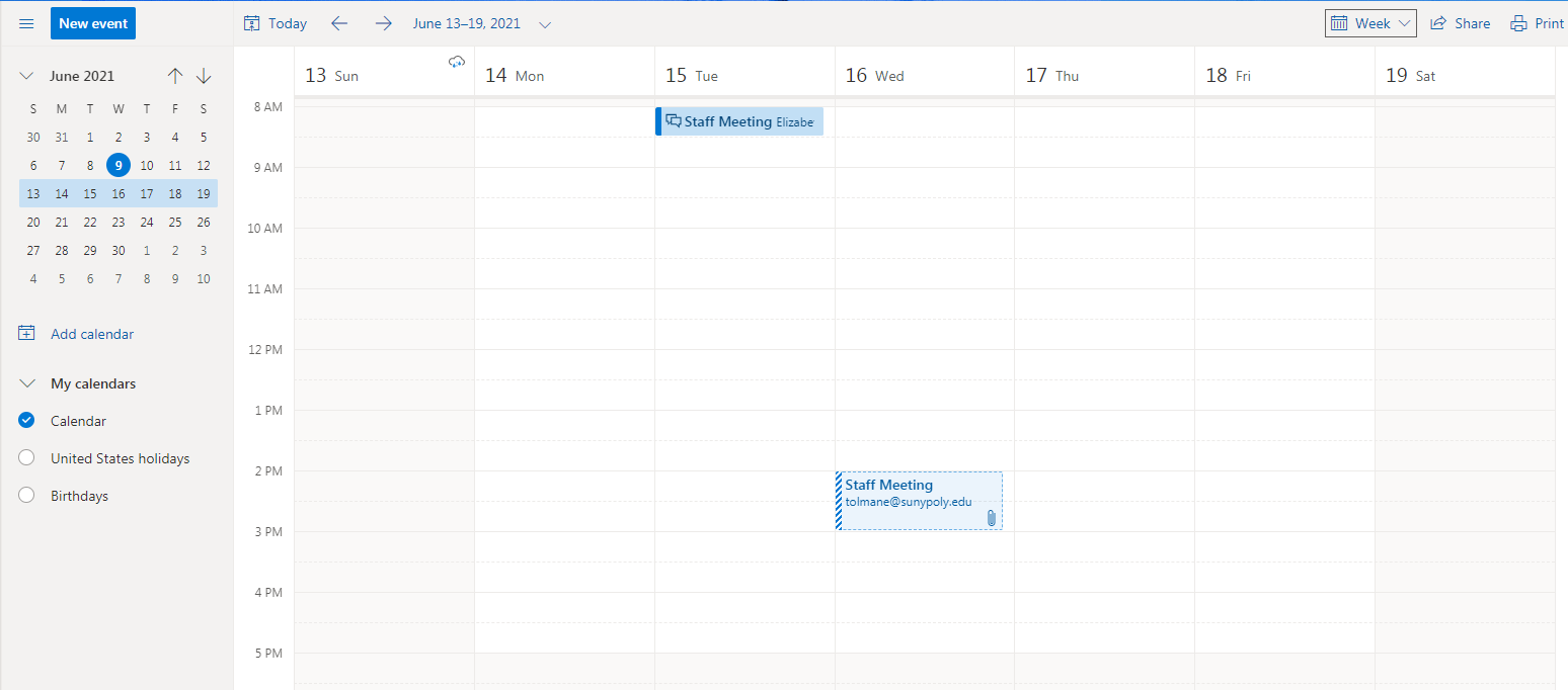 Using The Calendar In Microsoft 365 SUNY Polytechnic Institute
