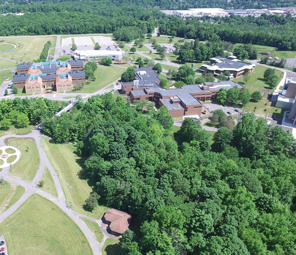 An aerial view of SUNY Poly's Utica Campus