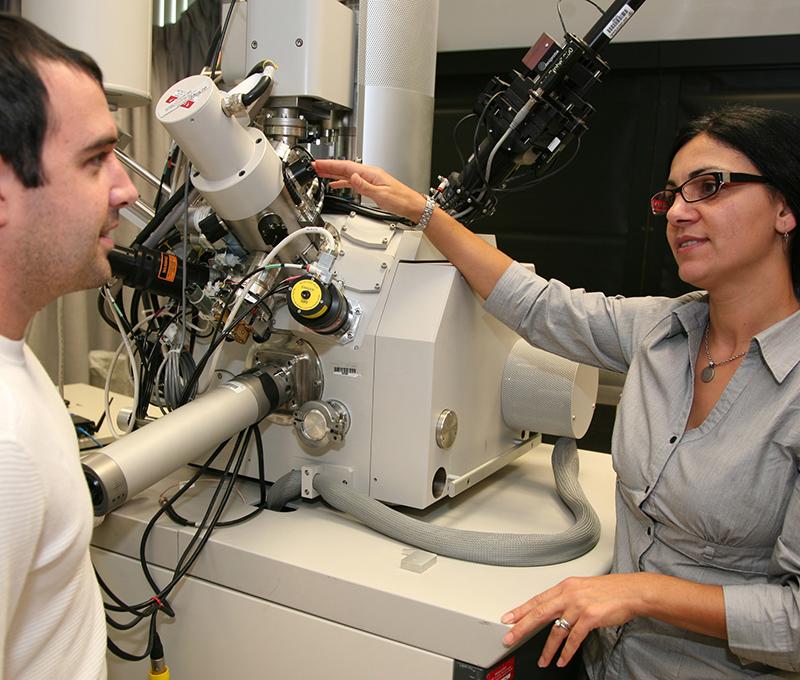 Professor Shadi Shahedipour-Sandvik in a lab