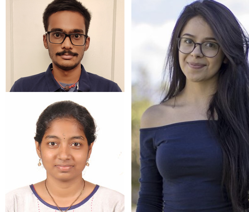 Ph.D. candidates Sri Saravana Bharathi, Yamini Kumaran, and Maria Belen Paredes-Espinosa